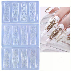 Nail Mold Silicone Retro Pattern Nail Art Decorations Baroque Style Relief Design Nail Art Template Stereoscopic Manicure Tools