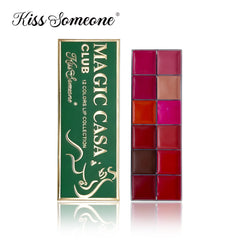 A 12 - color moisturizing long - lasting matte lipstick palette - lip cosmetics for nude makeup. It gives beautiful