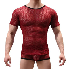 Pajamas Sets Conjuntos De Pijama Breathable Mesh Pijama Hombre Solid Ensembles Homme Top Bottom Ropa Interior Hombre Underwear