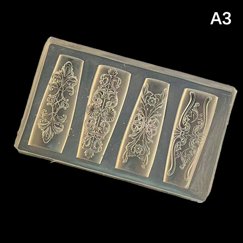 Nail Mold Silicone Retro Pattern Nail Art Decorations Baroque Style Relief Design Nail Art Template Stereoscopic Manicure Tools