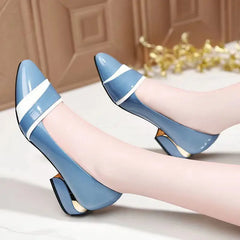 Woman Pumps Office Shoes For Women Pointed Toe Square Heels Low Heel Elegant Luxury Leather Casual Stylish With Premium A