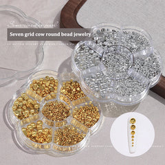 7 Grids Silver Gold Pearl Nail Art Decorations White Half Round Flat Bottom Mixed Size Nail Art Diy Accessories