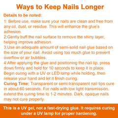 Soild Nail Glue Gel For Press OnNails,Fake Nail Tips,Acrylic Nails,Long-Lasting Strong Adhesion Solid Gel NeedUV Light cured 8g