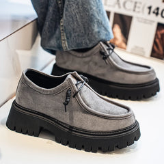 Men's Shoes Autumn New Style High-heel Thick-soled Loafers, Durable and Retro Casual Shoes, Everyday Street Trend Sneakers
