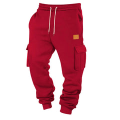 Men's Cargo Pants New Casual Loose Autumn Winter Straight Baggy Pants Multi-Pockets Solid Color Pinting Sweatpants ﻿