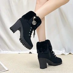 Women Boots Winter Comfortable Designer High Heels Shoes for Women 2025 New Short Platform Ankle Boots Elegant Zapatos De Mujer