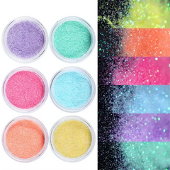 6 Colors Glitter Candy Sugar Sand Loosen Powder Dust Woolen Nail Art Powder 10ml Per Jar