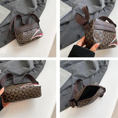 Women Stylish Crossbody Bag, Modern Geometric Pattern, Black Brown Versatile Design, Daily Commute, Casual Outings Messenger Bag