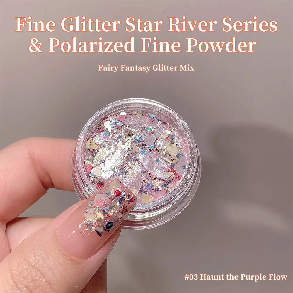 Galaxy Nail Glitter Powder Chunky Flake Stars Pearls Nail Art Decor UV Gel Polish Sparkle Dust for Nail Salon DIY Art Decoration