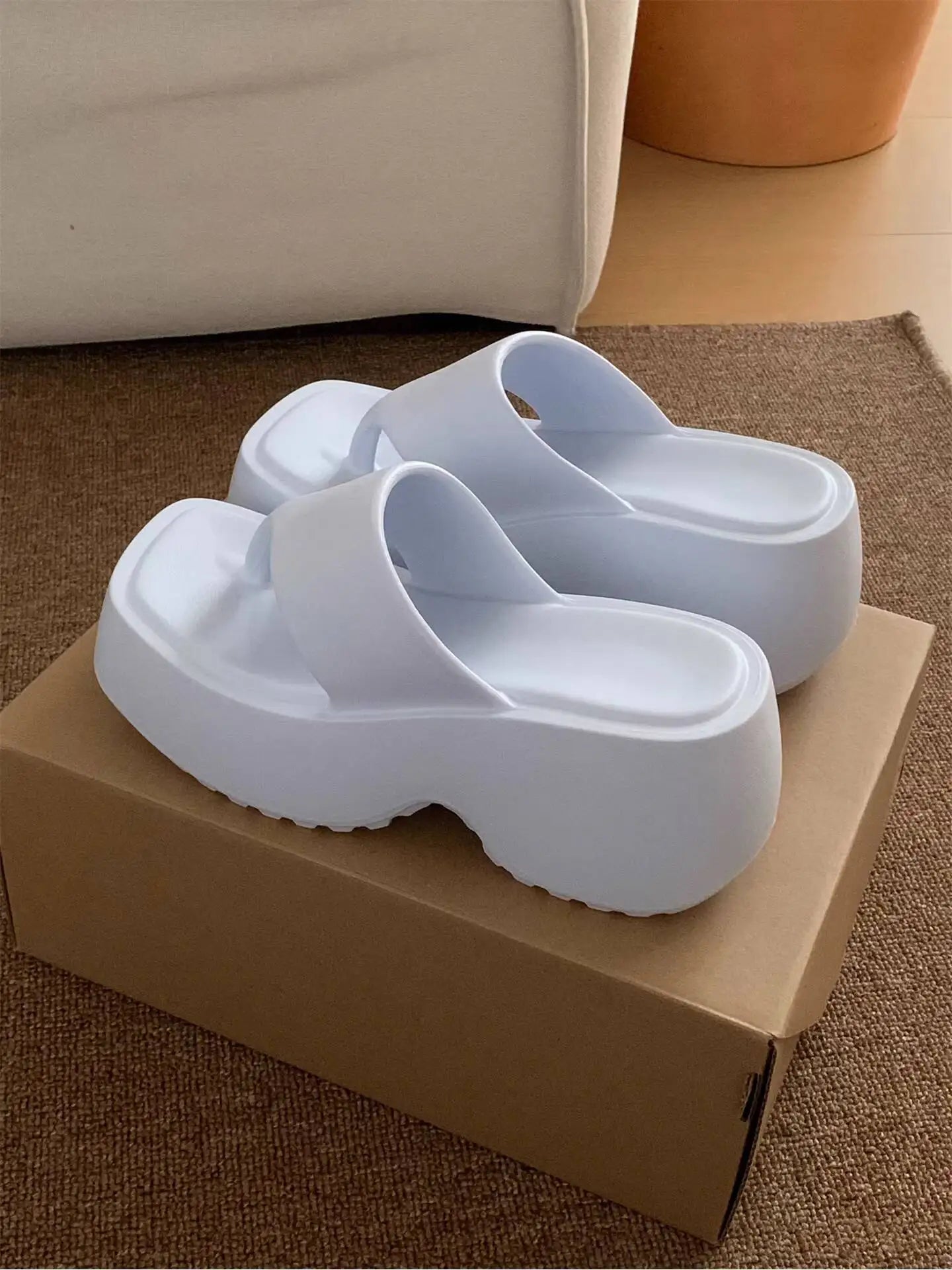 Women’s Platform Beach Slippers Stylish Square Toe