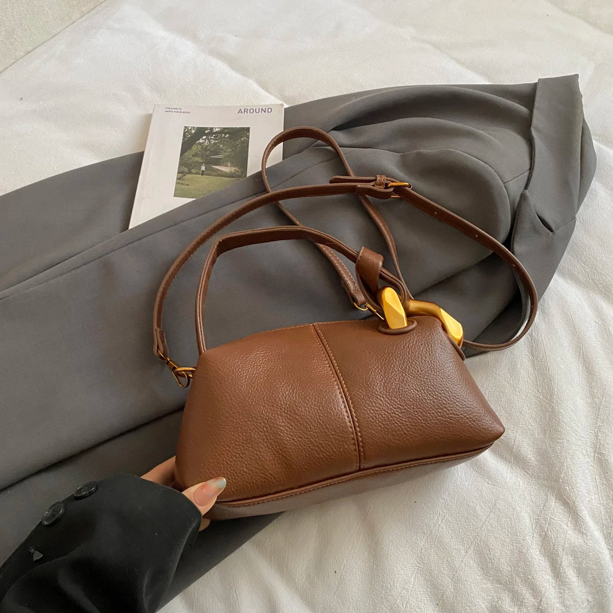 Fashion Clutch Bag for Women's Handbag 2025 New Textured Pu Leather Shoulder Bag Top Brand Designer Crossbody Commuting Tote Bag