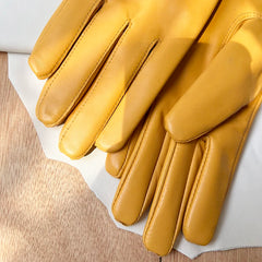 Women Men's Elegant Fashion Driving Gloves Genuine Real Leather Gloves Fashion Winter Autumn Short Mittens Warm velvet lined
