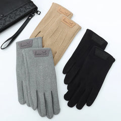 Men's Velvet Gloves, Winter Warm and Cold-Proof, Touch Screen, Exquisite Cycling and Driving Gloves