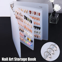Nail Art Showcase Book, Large Capacity Nail Artwork Storage Book with Card Holder, DIY Simple Design Tools and Display Board