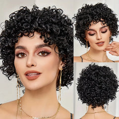 Human Hair Wig for Women Short Curly Bob Full Machine Made Wig Comfortable Fit Volume Hair for Daily Wear Parties Festivals