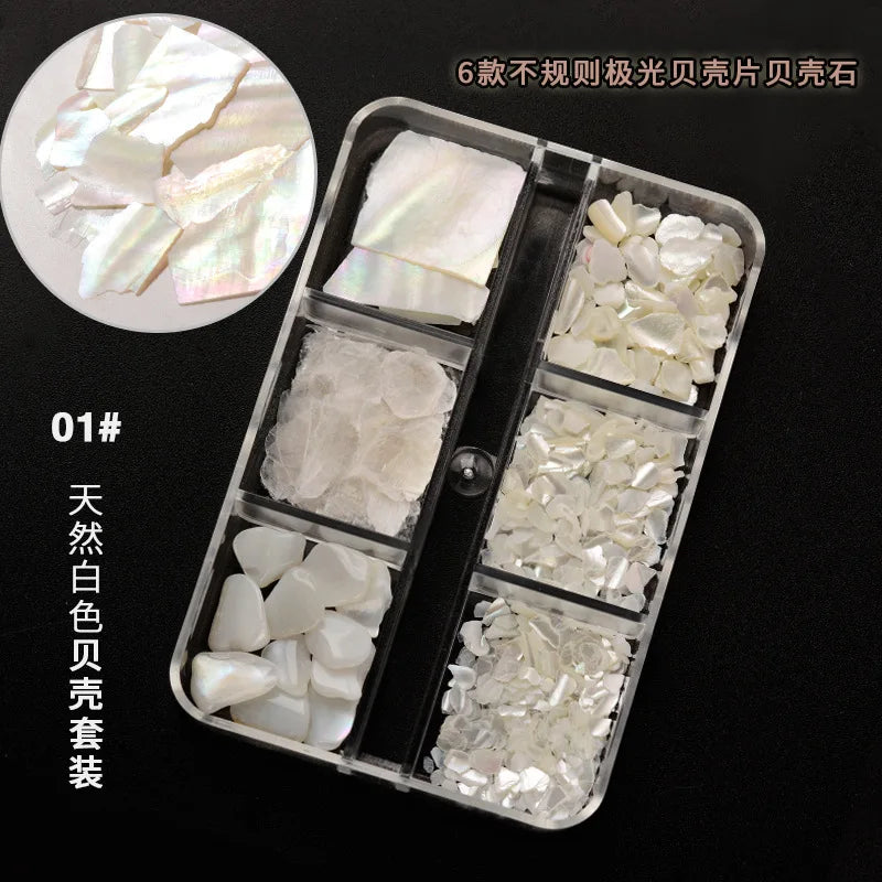 Nail Art Aurora Shell Flakes Abalone Nails Charms 3D Irregular Slice Shell Stone Sequins Nail Art Decoration Manicure Accessory