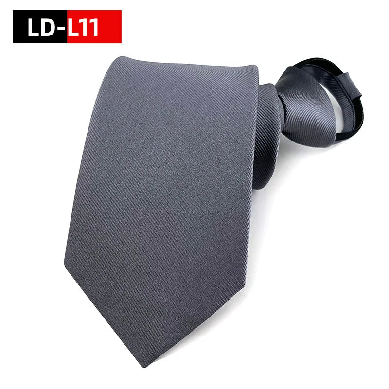 New Fashion 8cm Orange White Zipper Ties for Men Silk Solid Necktie for Business Office Gift Men's Tie Pre Knotting