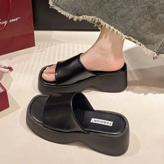 Women Slippers Summer New Luxury Sandals Women Thick Soled Designer Square Toe Slippers Slides Women Zapatos