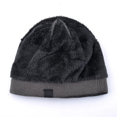Men's Skullies Beanies Knitted Striped Hats Men Winter Thick Beanie Hat Double Layer Solid Color Velvet Warm Bonnet Cap