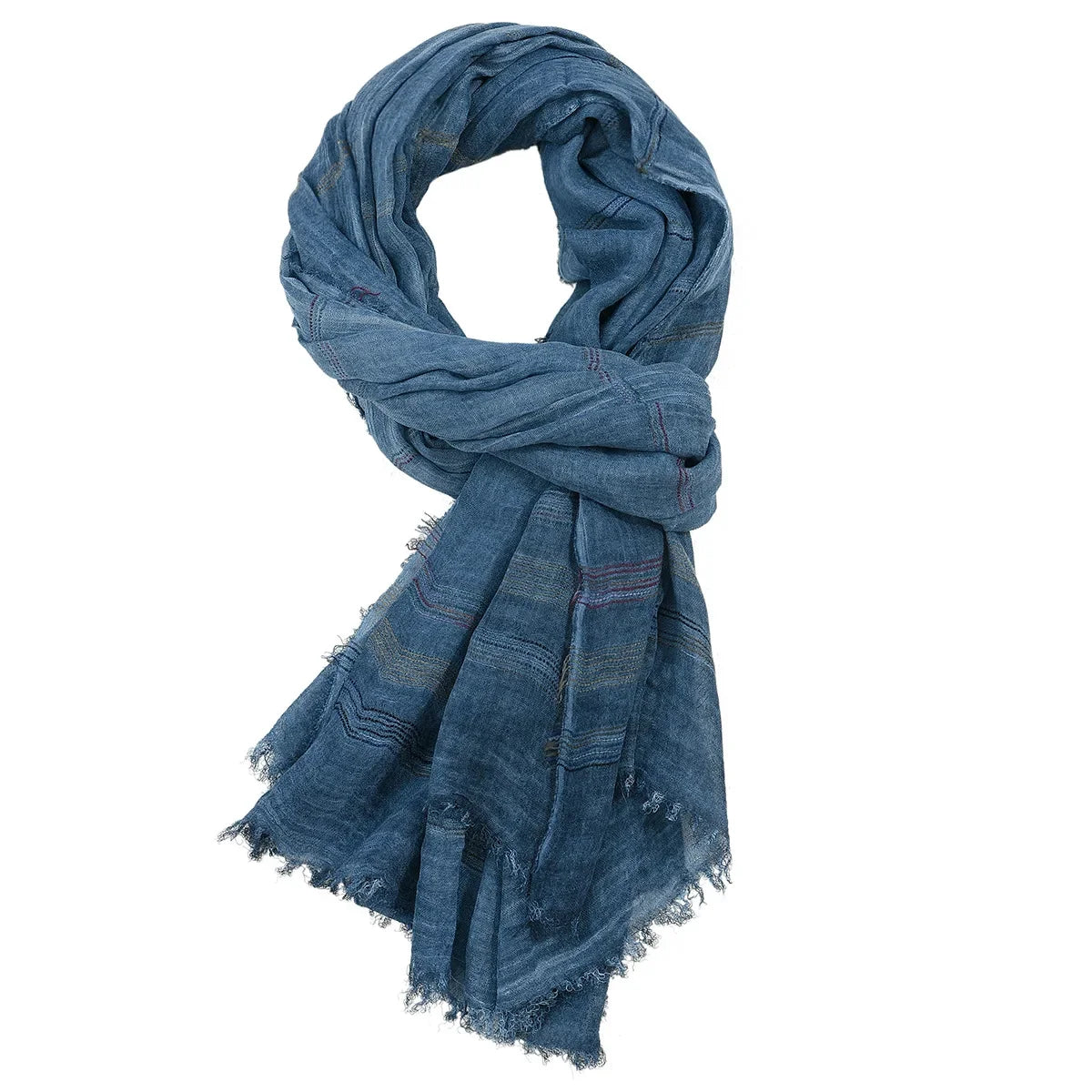 Mens Striped Cotton Linen Scarf Warm Fashion Wrap