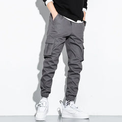 Men's Cotton Cargo Pants Plus Size Sports Drawstring Cargo Pants Fashion Casual Men's Jogging Pants Bermuda Men's