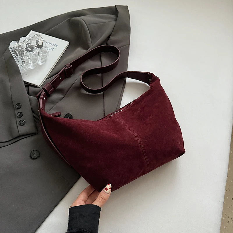 Crossbody Bags for Women Large Capacity Luxury Handbags Suede Leather Shoulder Bags Female Casual Travel Hobos Bag Vintage Sac