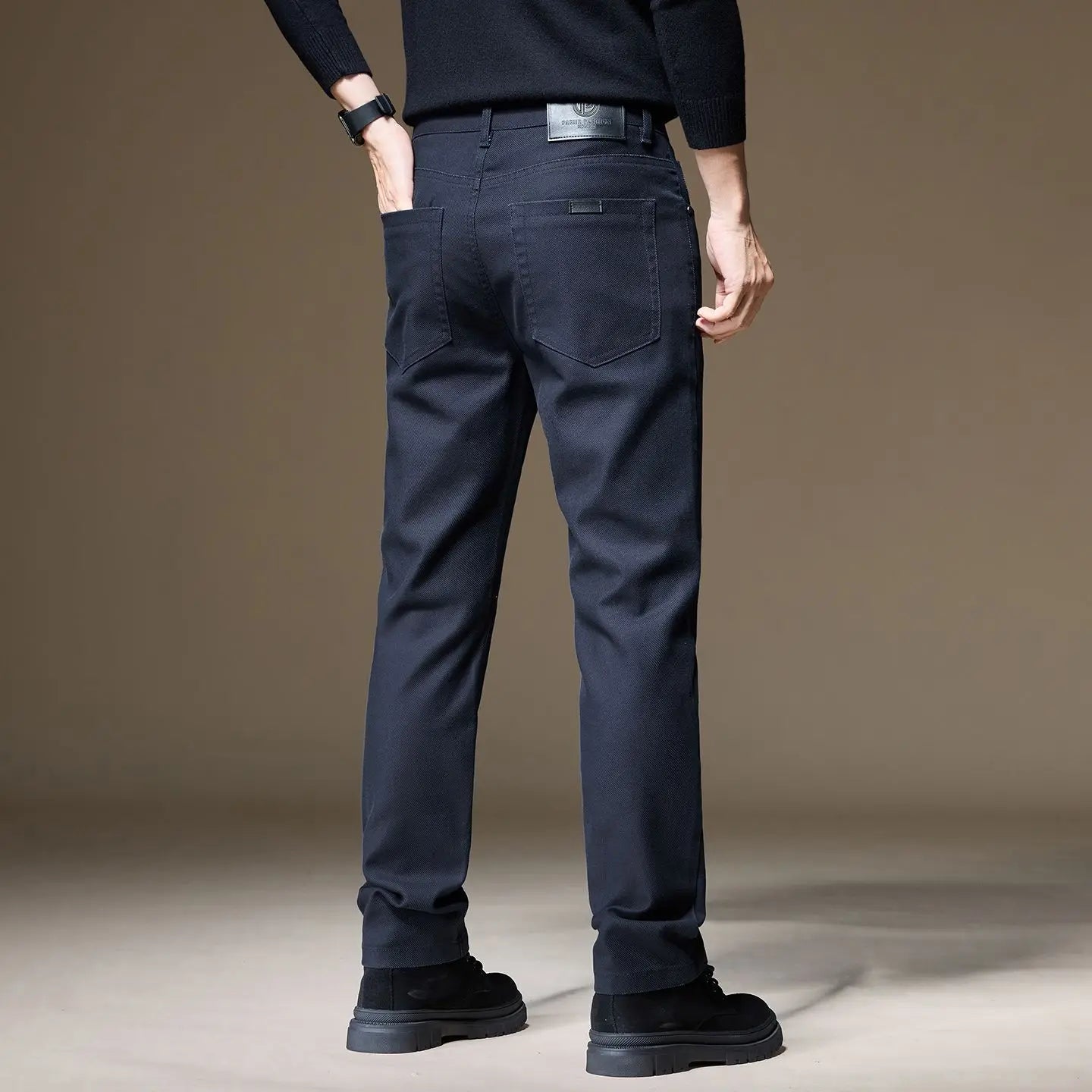 Mens Casual Cotton Pants Straight Business Work Trousers