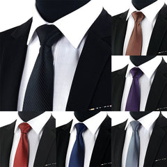 Formal Men's Silk Necktie - Classic Jacquard Woven Striped Tie for Suit Groom Wedding Accessory