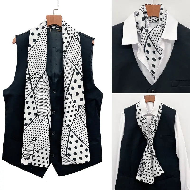 Mens Long Silk Scarf Fashionable Narrow Neck Scarf