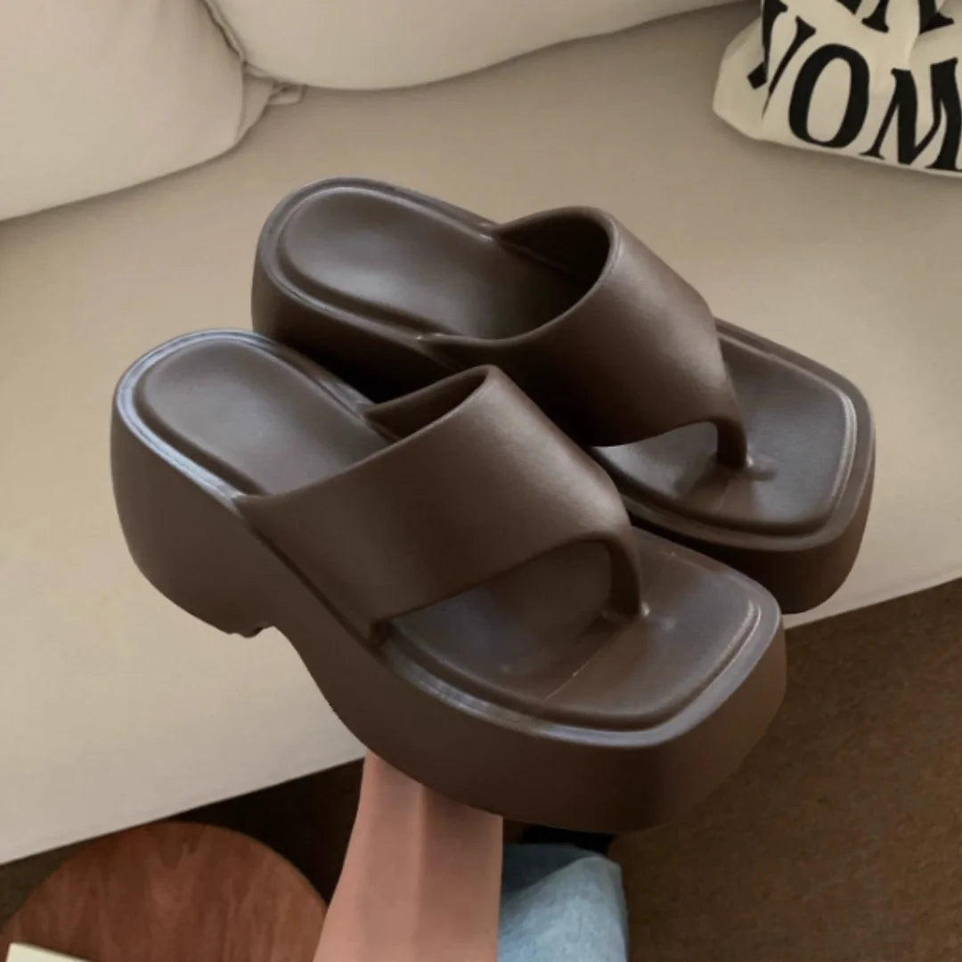 Women’s Platform Beach Slippers Stylish Square Toe