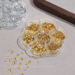 7 Grids Silver Gold Pearl Nail Art Decorations White Half Round Flat Bottom Mixed Size Nail Art Diy Accessories