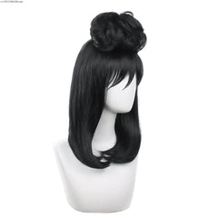 Cosplay Wigs Black Synthetic Straight Hair Women Girls Halloween Carnival Party Bride Gown Costume Props