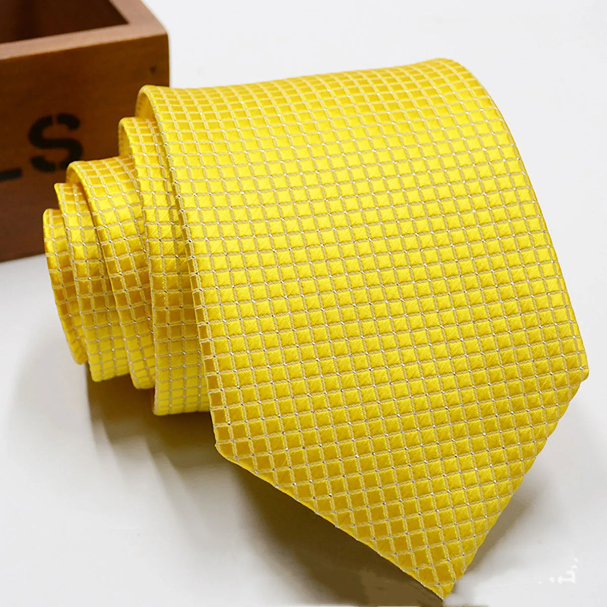 Men Tie Silk Necktie High Quality Business Gold Ties and Handkerchief Cufflinks Set Suit Wedding Party Yellow Men Tie Set