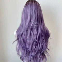 Wig Female Full Head Wig Hairstyle Long Hair Gradient Purple Cosplay Big Wave Long Curled Hair Simulation Hair