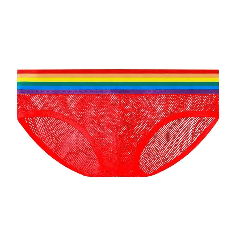 Sexy Men Underwear Breathable Mens Briefs Underpants Mesh Comfortable Cueca Gay Calzoncillos Slips Hombre Rainbow Male Panties