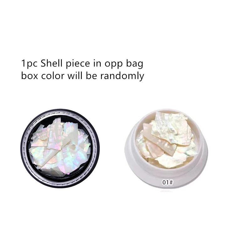 Iridescent Shell Flakes Nail Art Glitter, Natural Abalone Pearl Shards, DIY Manicure Decoration Powder for Salon & Home Use