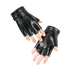 Men PU Leather Fingerless Gloves Punk Half Finger Tactical Gloves Black Outdoor Driving Motor Cycling Male Mittens