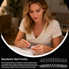 Nail Forms for Gel 240 Pieces Translucent Manicure Crafting Gel Nail Extension Forms for Beginners Professionals Women