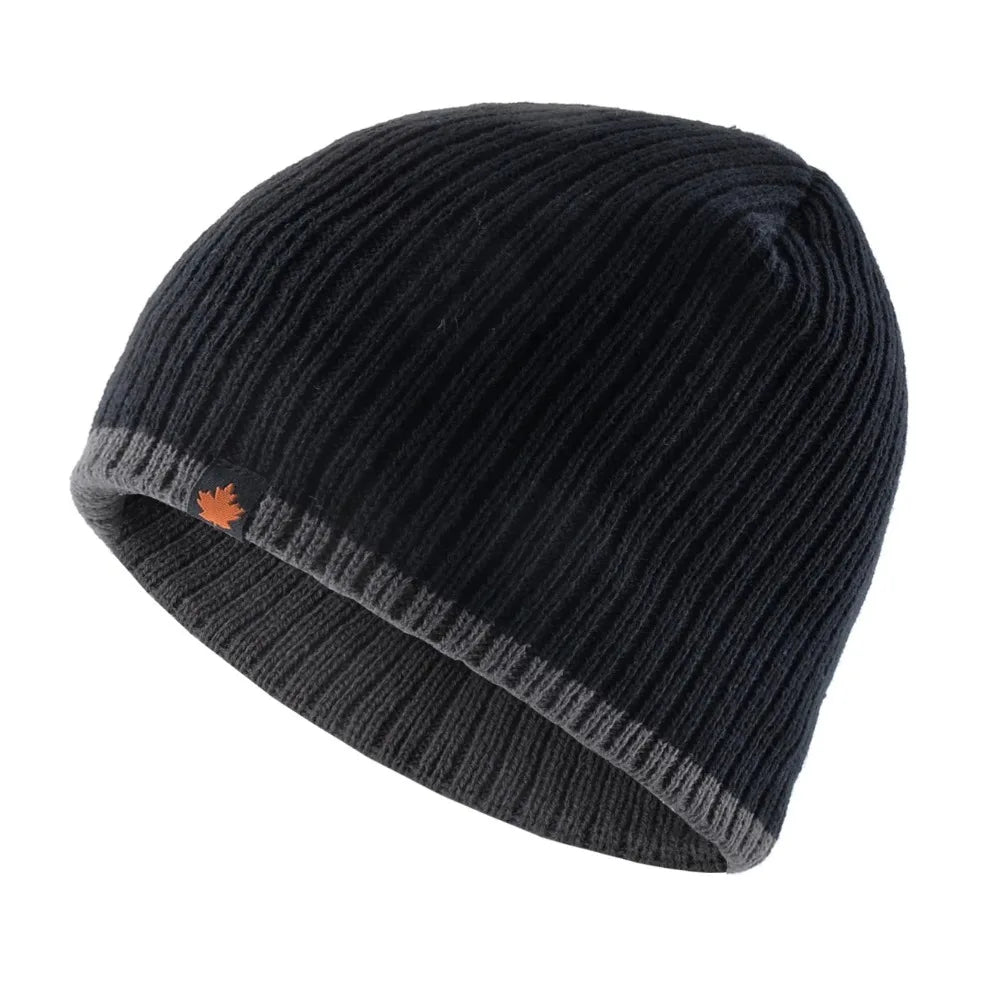 Men's Skullies Beanies Knitted Wool Hats Men Winter Knitting Thick Beanie Hat Double Layer Solid Color Velvet Warm Bonnet Cap
