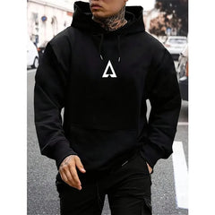 Men's fashion letter A printed hoodie - oversized casual streetwear  autumn/winter sportswear  hip-hop style hooded pullover