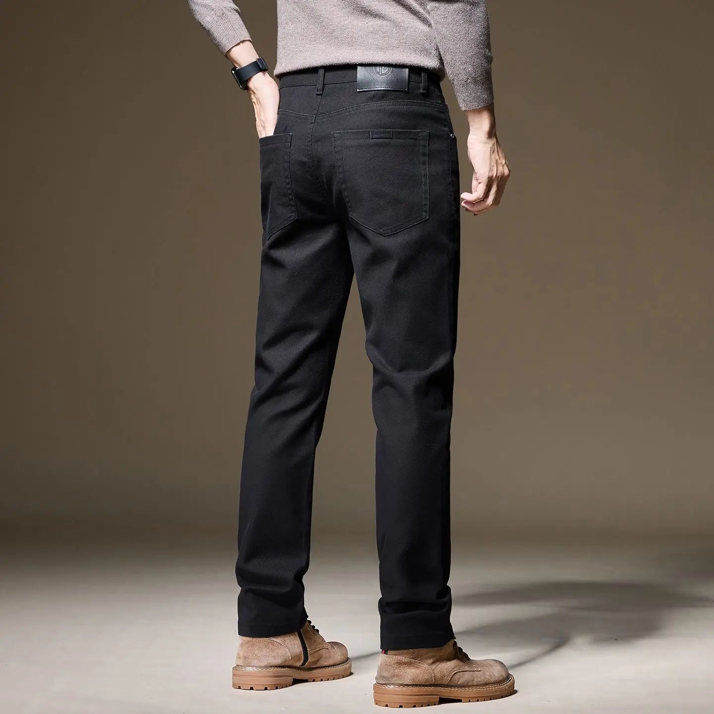 Mens Casual Cotton Pants Straight Business Work Trousers