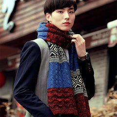 Winter Men Knitted Scarf Fashion Men's Scarves Warm Neckerchief Face Protection Long Shawl Wool Bufanda Male Accessories