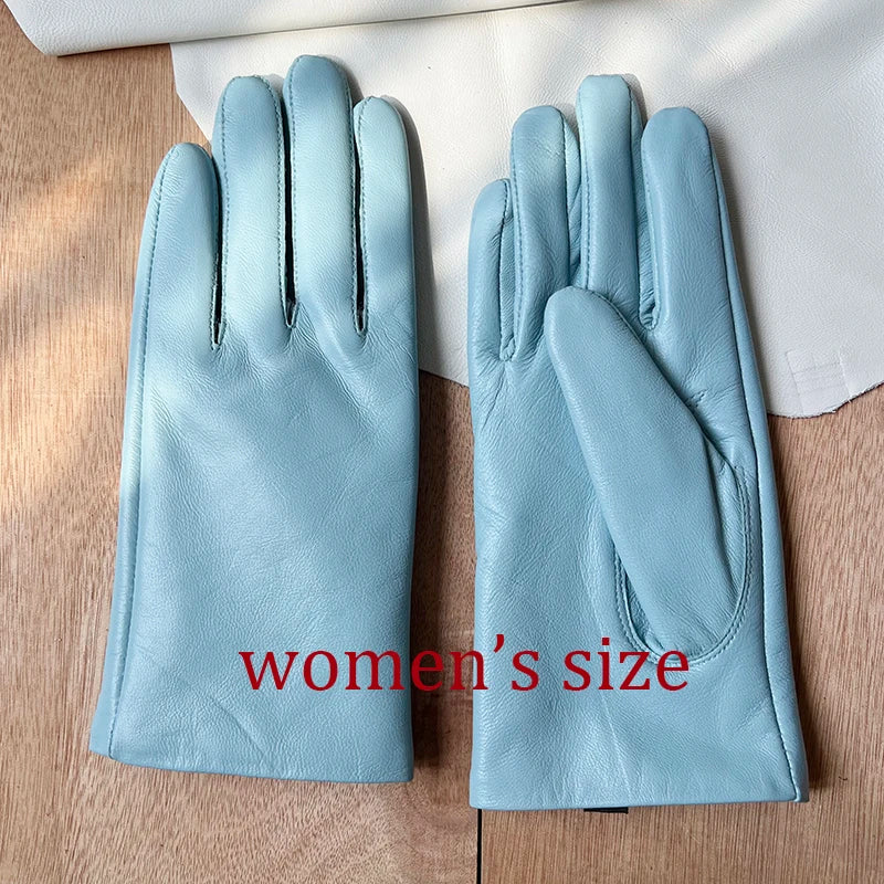 Women Men's Elegant Fashion Driving Gloves Genuine Real Leather Gloves Fashion Winter Autumn Short Mittens Warm velvet lined