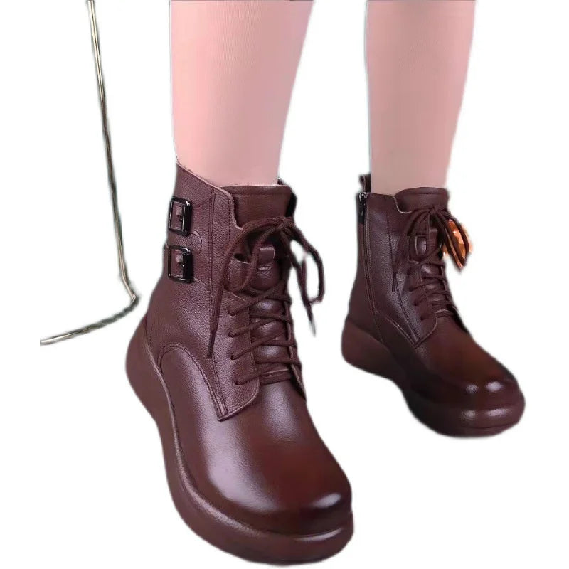 Womens England Style Ankle Boots Retro Fashion Design