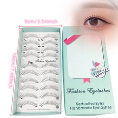 10 Pairs Of False Eyelashes Anime Style 11Mm Curled C-Shaped Thickness 0.07 No Deformation