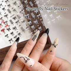 1 Sheet Bowknot&Ribbon Nail Stickers Kawaii Bow Tie Self-Adhesive Nail Art Decals DIY Manicure Decor Bowknots Sticker