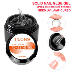 Soild Nail Glue Gel For Press OnNails,Fake Nail Tips,Acrylic Nails,Long-Lasting Strong Adhesion Solid Gel NeedUV Light cured 8g