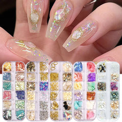 Nail Art Aurora Shell Flakes Abalone Nails Charms 3D Irregular Slice Shell Stone Sequins Nail Art Decoration Manicure Accessory