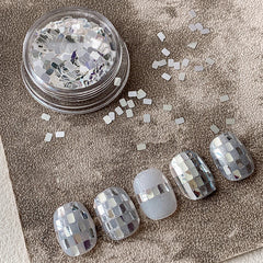 Nail Glitter& Jewelry Minimalist And Sparkling Light Luxury Style Armor Style Decoration Materials 1 Jar Square Silver