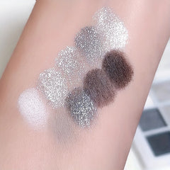 9 Colors Eyeshadow Palette, Dark Black Grey Silvery Color Shimmer Matte Glitter Finish Smokey Style